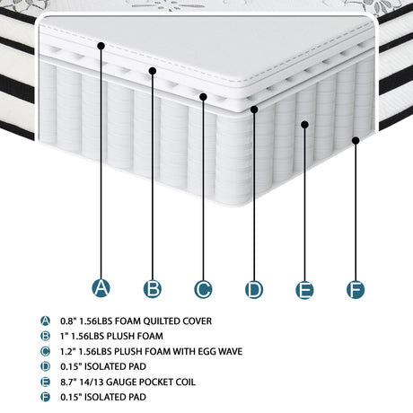 MT-PH12CK 12" California King Hybrid Mattress from Homelegance - Luna Furniture