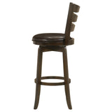 Murphy Ladder Back Pub Height Swivel Bar Stool Dark Cherry and Brown - 181369 - Luna Furniture