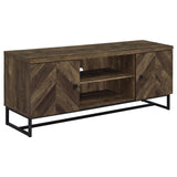 Myles Rustic Oak Herringbone 2-Door TV Console with Adjustable Shelves from Coaster - Luna Furniture