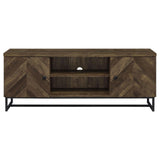Myles Rustic Oak Herringbone 2-Door TV Console with Adjustable Shelves from Coaster - Luna Furniture