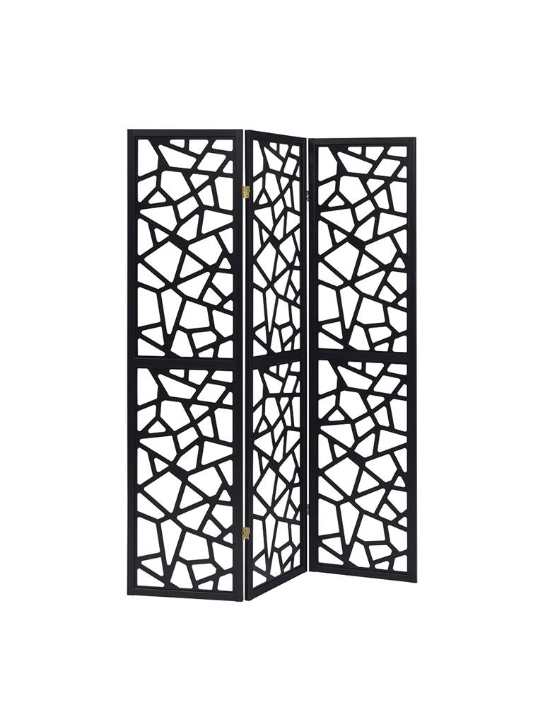 Nailan Black 3-Panel Open Mosaic Pattern Room Divider from Coaster - Luna Furniture