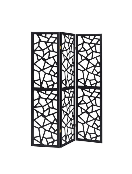Nailan Black 3-Panel Open Mosaic Pattern Room Divider from Coaster - Luna Furniture