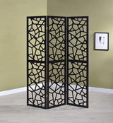 Nailan Black 3-Panel Open Mosaic Pattern Room Divider from Coaster - Luna Furniture