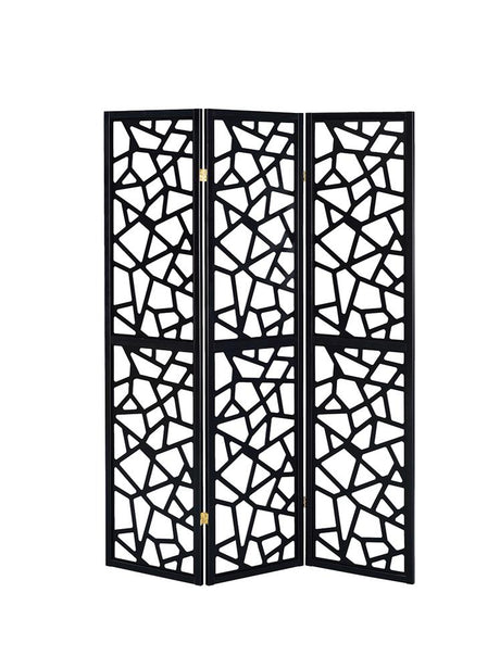 Nailan Black 3-Panel Open Mosaic Pattern Room Divider from Coaster - Luna Furniture