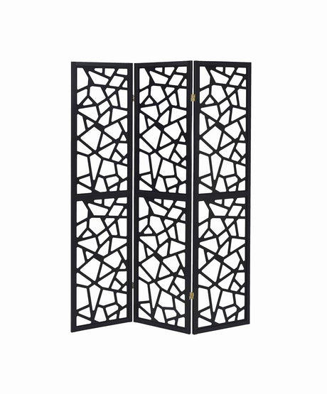 Nailan Black 3-Panel Open Mosaic Pattern Room Divider from Coaster - Luna Furniture