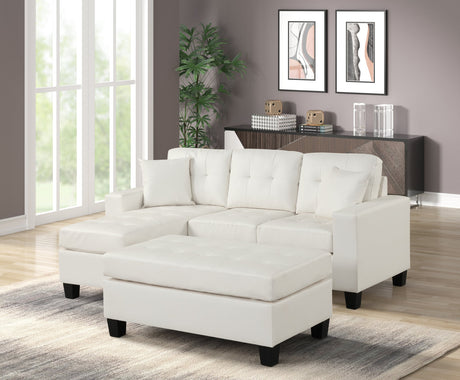 Naomi White PU - Reversible Sectional & Ottoman - Naomi - White PU - Luna Furniture