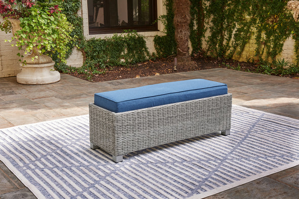 Naples Beach Light Gray Outdoor Bench with Cushion - P439-600 - Luna Furniture