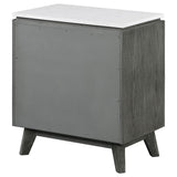 Nathan 2-drawer Nightstand with USB Port White Marble and Grey - 224602 - Luna Furniture