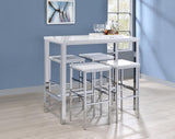 Natividad White High Gloss and Chrome 5-Piece Bar Set from Coaster - Luna Furniture