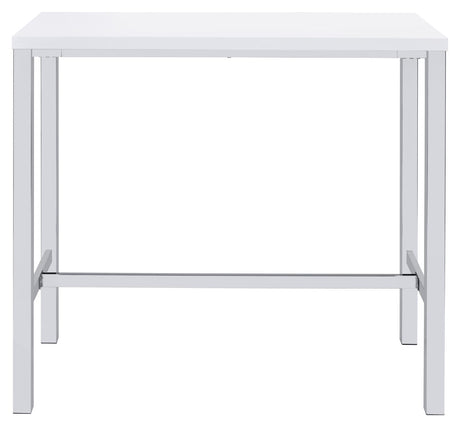 Natividad White High Gloss and Chrome 5-Piece Bar Set from Coaster - Luna Furniture