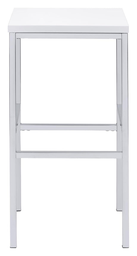 Natividad White High Gloss and Chrome 5-Piece Bar Set from Coaster - Luna Furniture