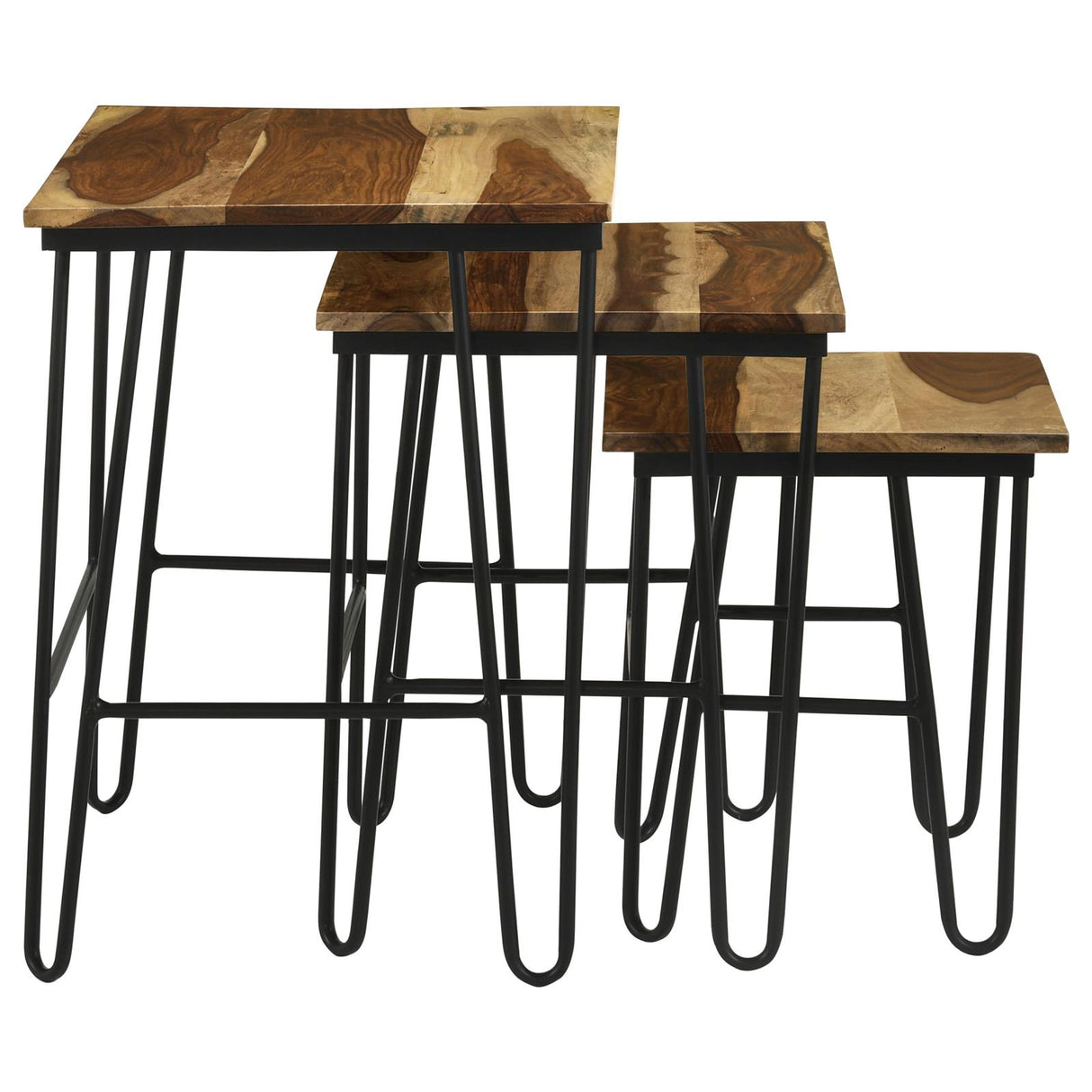 Nayeli 3-piece Nesting Table with Hairpin Legs Natural and Black - 935981 - Luna Furniture