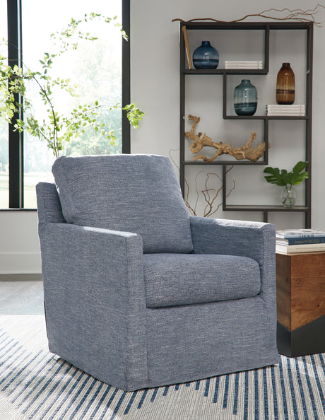 Nenana Next-Gen Nuvella Denim Swivel Glider Accent Chair from Ashley - Luna Furniture