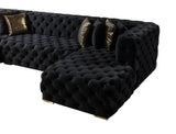 Neva Black Velvet Double Chaise Sectional from Nova Furniture - Luna Furniture