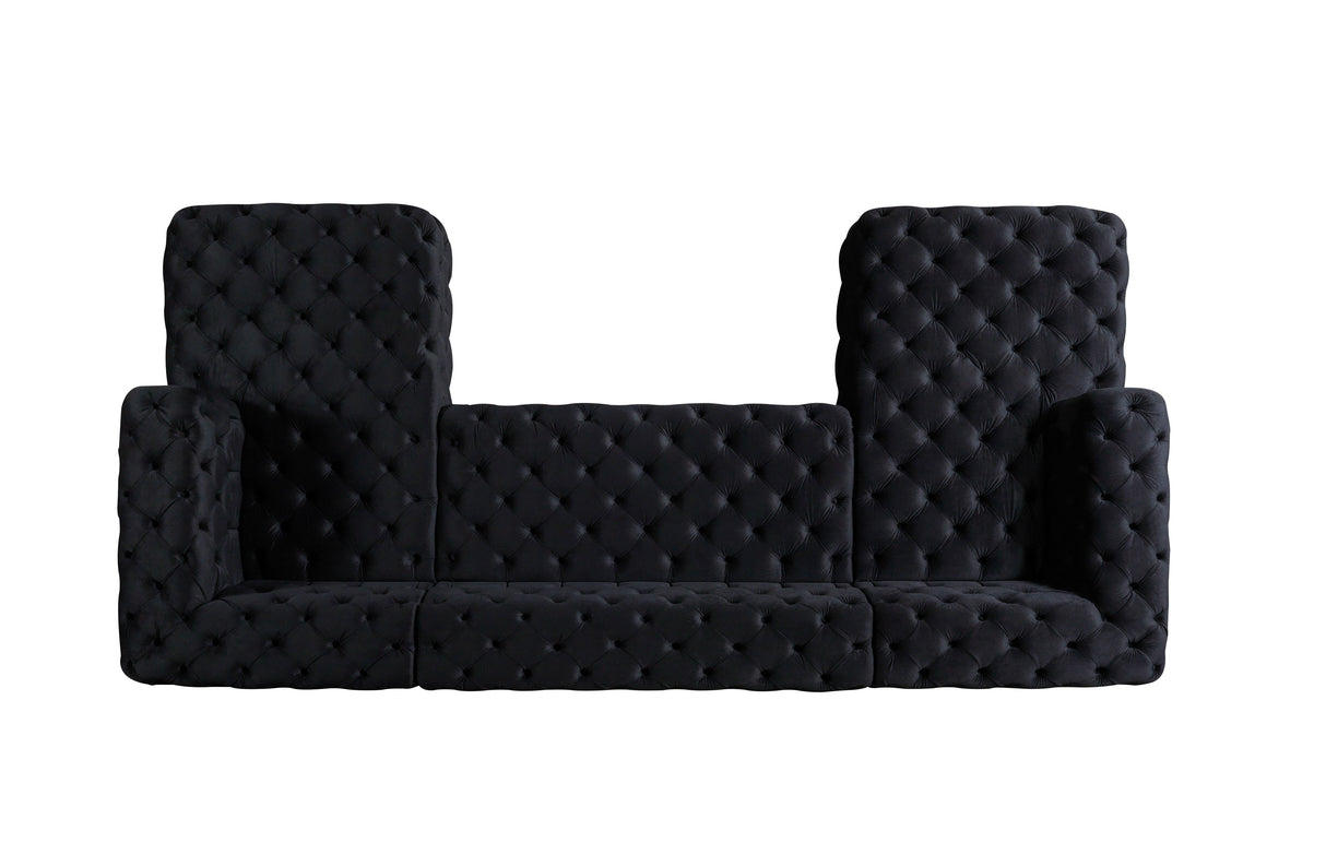 Neva Black Velvet Double Chaise Sectional from Nova Furniture - Luna Furniture