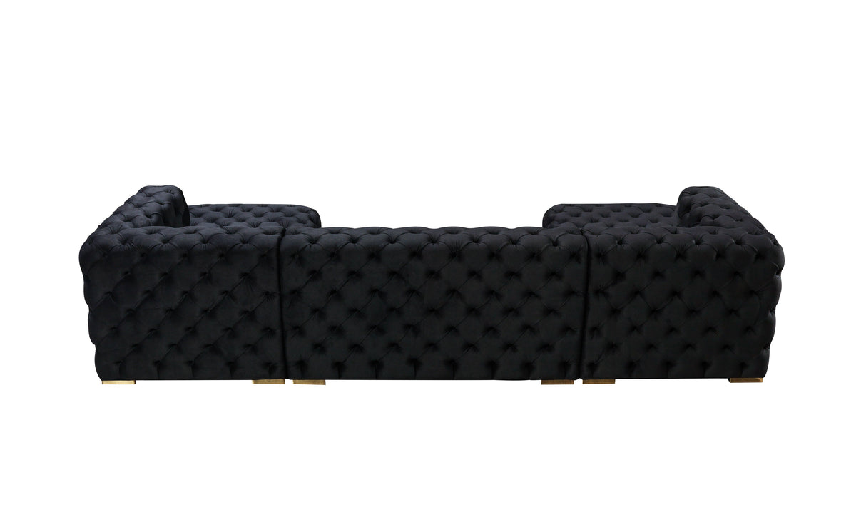 Neva Black Velvet Double Chaise Sectional from Nova Furniture - Luna Furniture