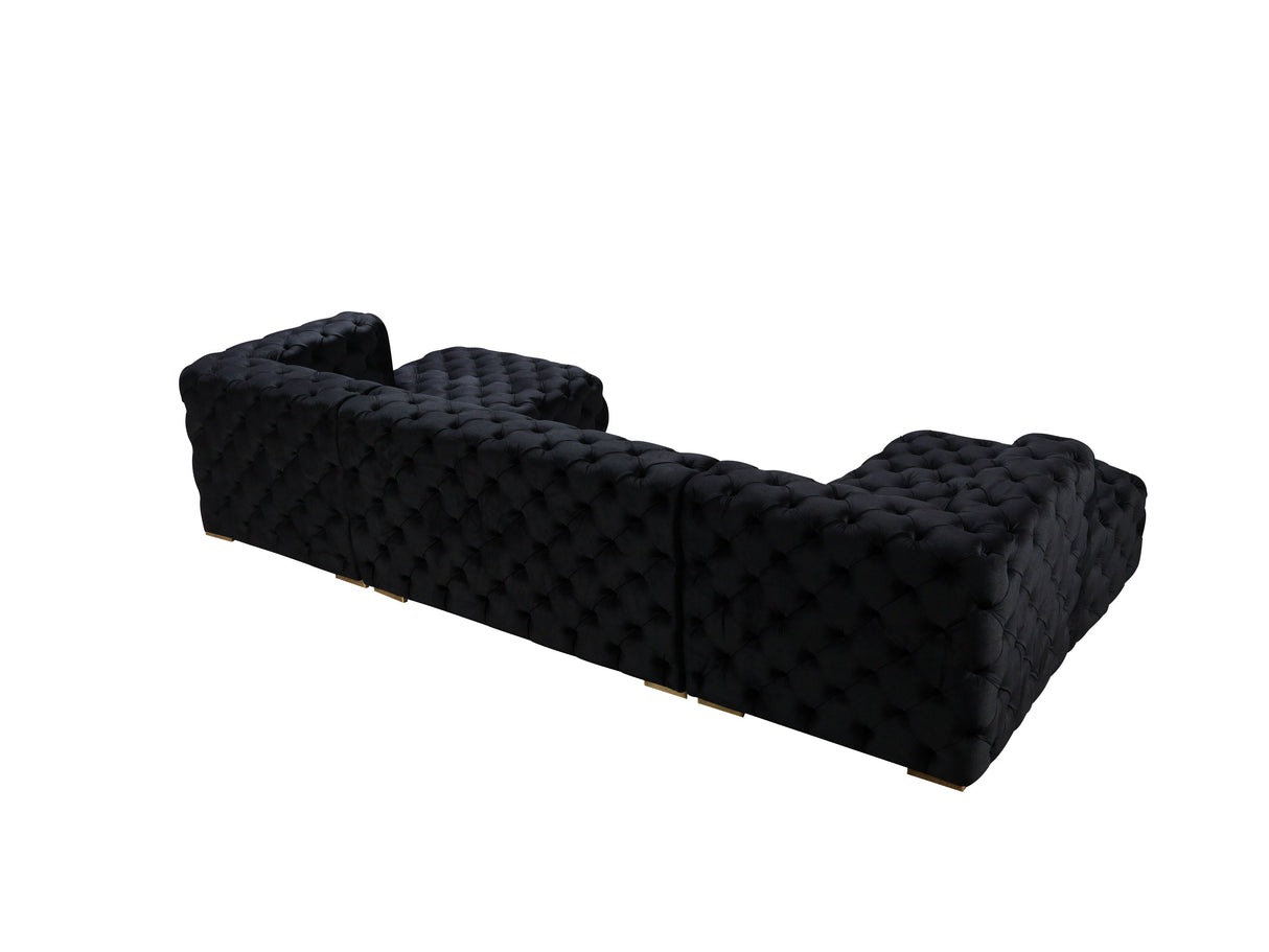 Neva Black Velvet Double Chaise Sectional from Nova Furniture - Luna Furniture