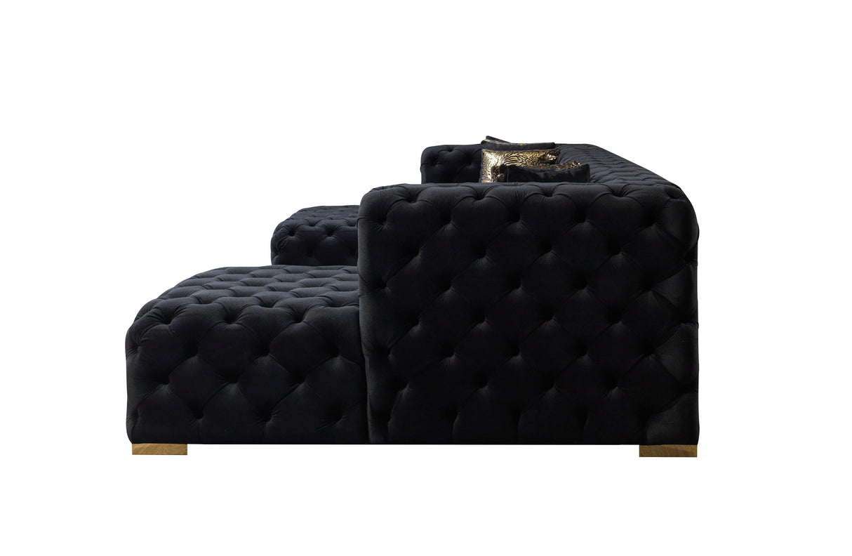 Neva Black Velvet Double Chaise Sectional from Nova Furniture - Luna Furniture