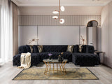 Neva Black Velvet Double Chaise Sectional from Nova Furniture - Luna Furniture