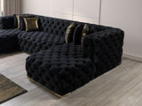 Neva Black Velvet Double Chaise Sectional from Nova Furniture - Luna Furniture