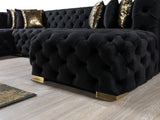 Neva Black Velvet Double Chaise Sectional from Nova Furniture - Luna Furniture