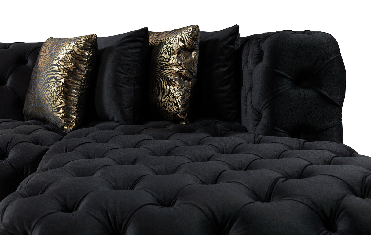 Neva Black Velvet Double Chaise Sectional from Nova Furniture - Luna Furniture