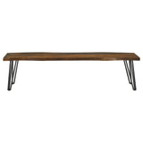 Neve Live-edge Dining Bench with Hairpin Legs Sheesham Grey and Gunmetal - 193863 - Luna Furniture
