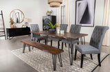 Neve Live-edge Dining Bench with Hairpin Legs Sheesham Grey and Gunmetal - 193863 - Luna Furniture