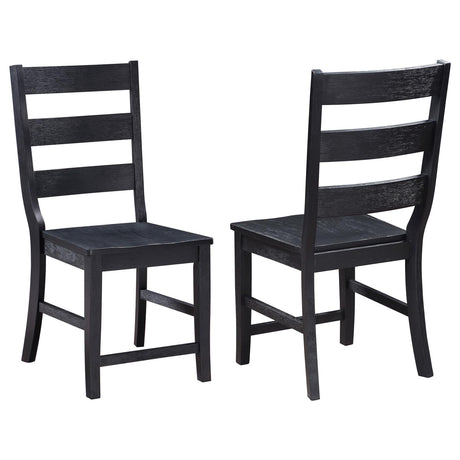 Newport Ladder Back Dining Side Chair Black (Set of 2) - 108142 - Luna Furniture