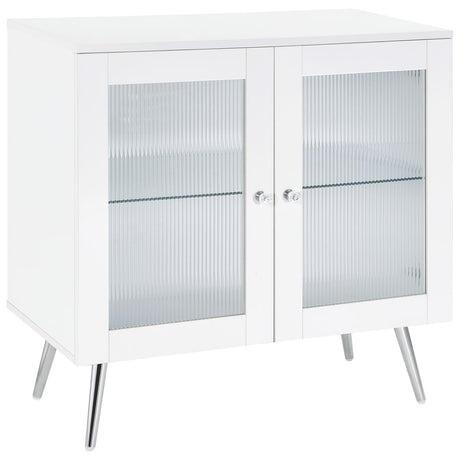 Nieta 2-tier Accent Cabinet with Glass Shelf White High Gloss and Chrome - 950396 - Luna Furniture
