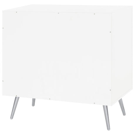 Nieta White High Gloss and Chrome 2-Tier Accent Cabinet with Glass Shelf from Coaster - Luna Furniture