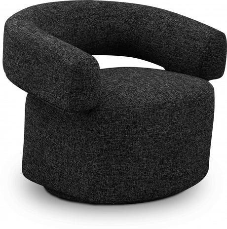 Niya Linen Textured Fabric Dining Chair / Accent Chair Black - 598Black - Luna Furniture