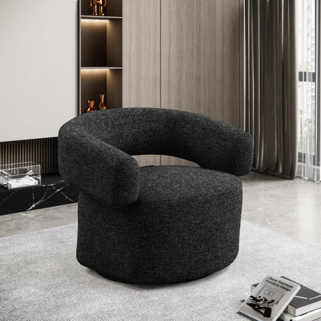 Niya Linen Textured Fabric Dining Chair / Accent Chair Black - 598Black - Luna Furniture