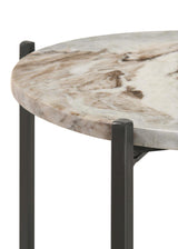 Malthe White Marble and Antique Gold Round Accent Table from Coaster - Luna Furniture