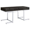 Noorvik 3-drawer Writing Desk Dark Oak and Chrome - 881571 - Luna Furniture