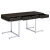 Noorvik 3-drawer Writing Desk Dark Oak and Chrome - 881571 - Luna Furniture