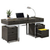 Noorvik 3-piece Writing Desk Set Dark Oak and Chrome - 881571-S3 - Luna Furniture