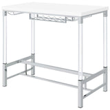 Norcrest White High Gloss Pub Height Bar Table with Acrylic Legs and Wine Storage from Coaster - Luna Furniture