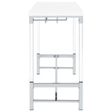 Norcrest White High Gloss Pub Height Bar Table with Acrylic Legs and Wine Storage from Coaster - Luna Furniture