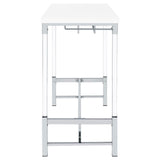 Norcrest White High Gloss Pub Height Bar Table with Acrylic Legs and Wine Storage from Coaster - Luna Furniture