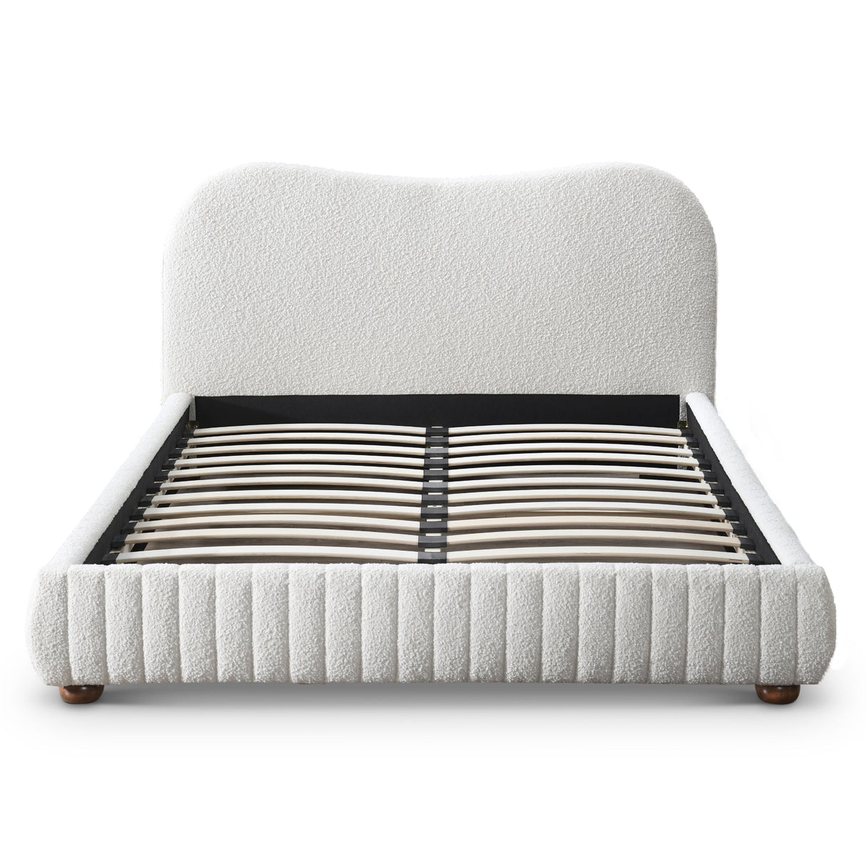 Norme Cream Queen Boucle Upholstered Platform Bed from Midinmod - Luna Furniture