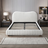 Norme Cream Queen Boucle Upholstered Platform Bed from Midinmod - Luna Furniture
