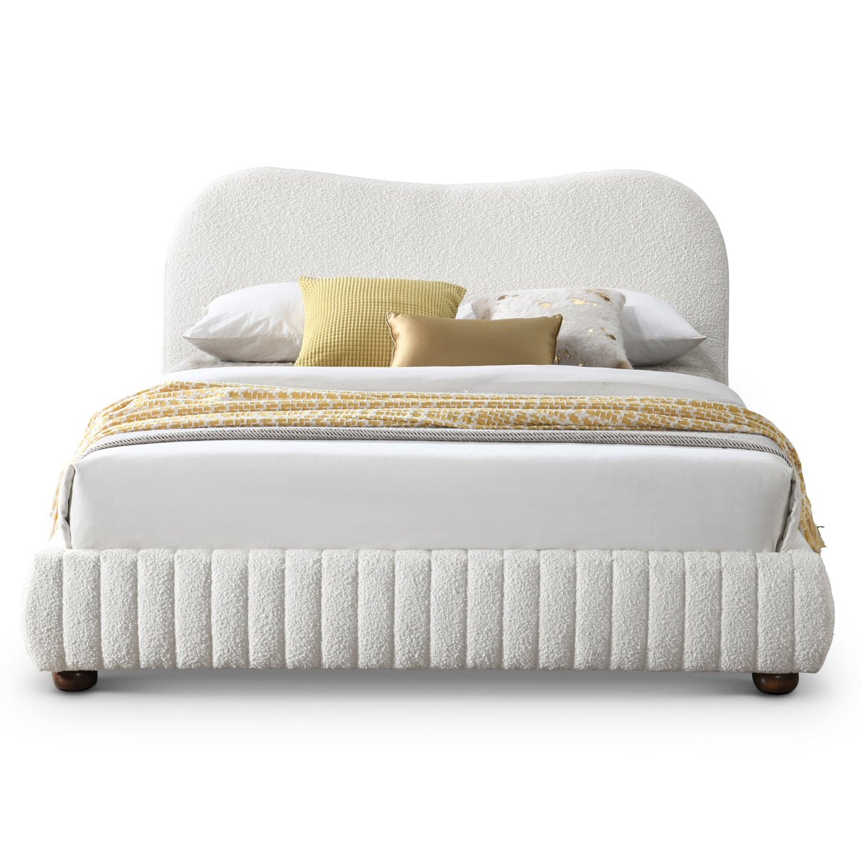 Norme Cream Queen Boucle Upholstered Platform Bed from Midinmod - Luna Furniture