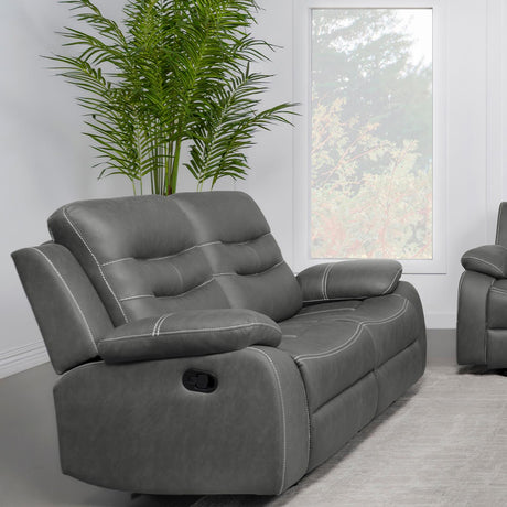 Nova Upholstered Motion Reclining Loveseat Dark Grey - 602532 - Luna Furniture