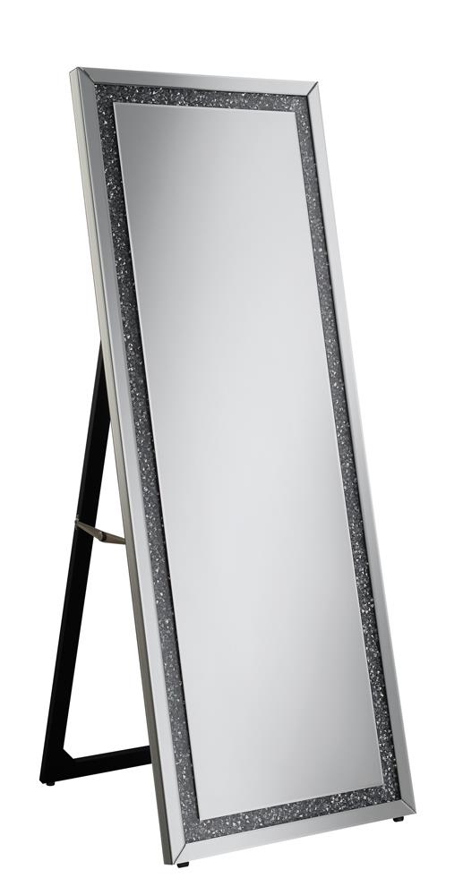 Novak Rectangular Cheval Floor Mirror Silver - 961421 - Luna Furniture