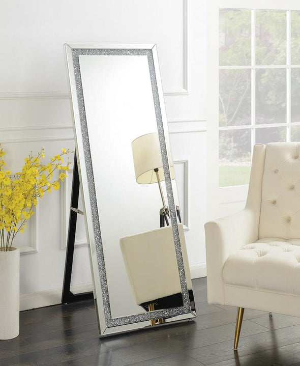 Novak Rectangular Cheval Floor Mirror Silver - 961421 - Luna Furniture