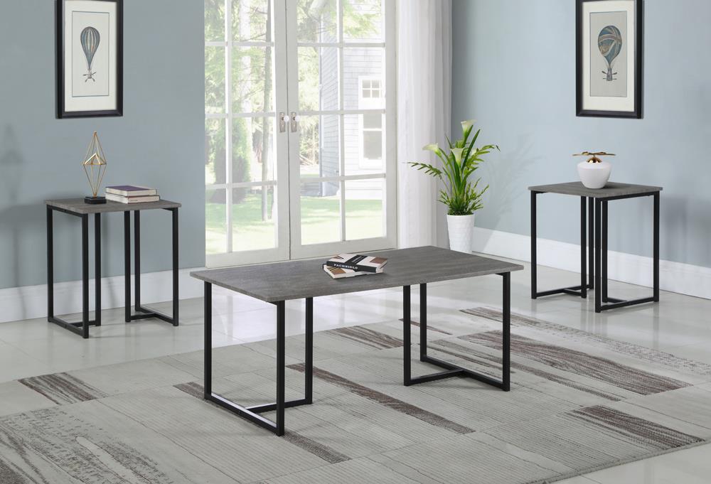 Nyla Weathered Gray and Black 3-Piece Occasional Set from Coaster - Luna Furniture