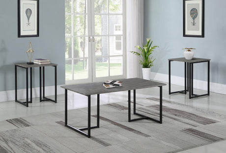 Nyla Weathered Gray and Black 3-Piece Occasional Set from Coaster - Luna Furniture
