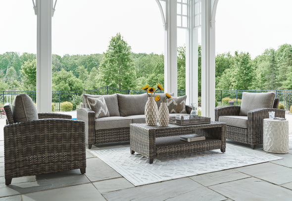 Oasis Court Gray Outdoor Sofa/Chairs/Table Set, Set of 4 - P335-081 - Luna Furniture