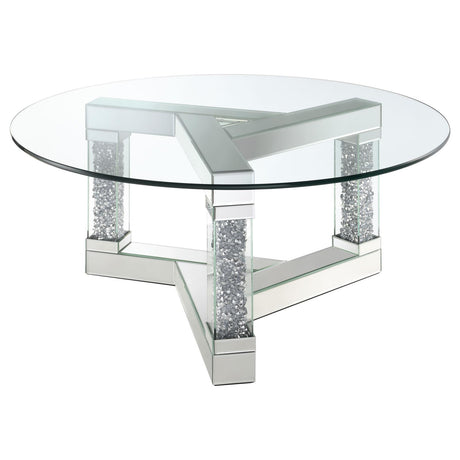Octave Square Post Legs Round Coffee Table Mirror - 708428 - Luna Furniture